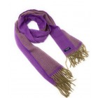 Lambswool Scarf - Ladies & Gents - Purple & Beige Stripe Reversible